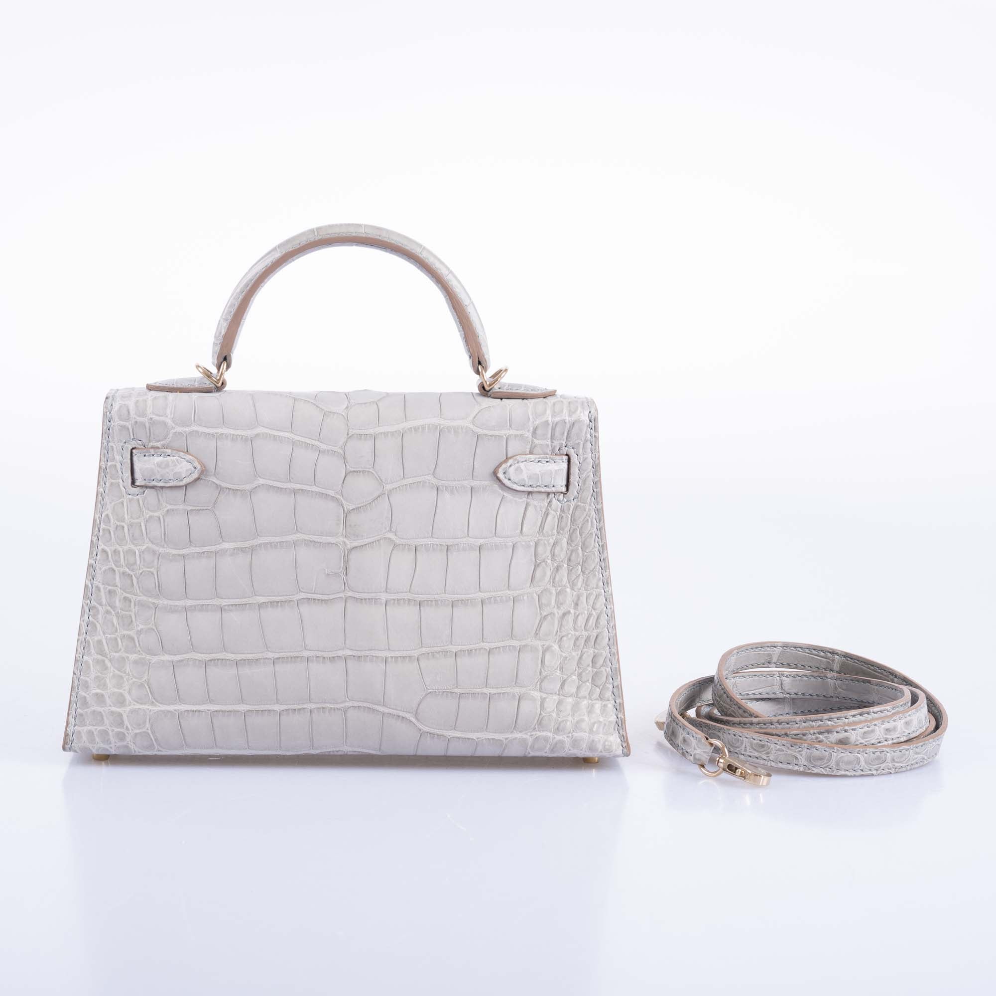 Hermès Kelly 20 HSS Mini Sellier Alligator | Gris Perle Matte | Jaune Ambre Interior 4 Hermès Kelly 20 HSS Mini Sellier Alligator | Gris Perle Matte | Jaune Ambre Interior - Image 4