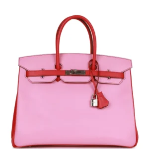 Pre-owned Hermès Special Order (HSS) Birkin 35 Bubblegum and Bougainvillea Epsom Palladium Hardware