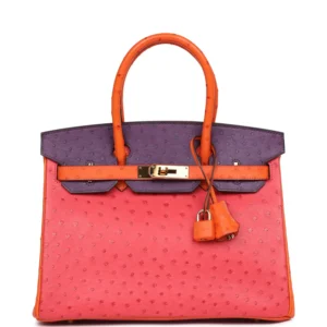 Hermès Birkin 30 HSS Pre-owned Ostrich Bag - Tangerine/Violet/Bougainvillea 16 Hermès Birkin 30 HSS Pre-owned Ostrich Bag - Tangerine/Violet/Bougainvillea