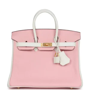 Hermès HSS Birkin 25 Rose Sakura/White Clemence, Brushed Gold Hardware 9 Hermès HSS Birkin 25 Rose Sakura/White Clemence, Brushed Gold Hardware