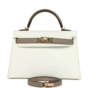 Hermès Special Order Kelly Sellier 20 - White & Gris Asphalte Epsom 3 Hermès Special Order Kelly Sellier 20 - White & Gris Asphalte Epsom