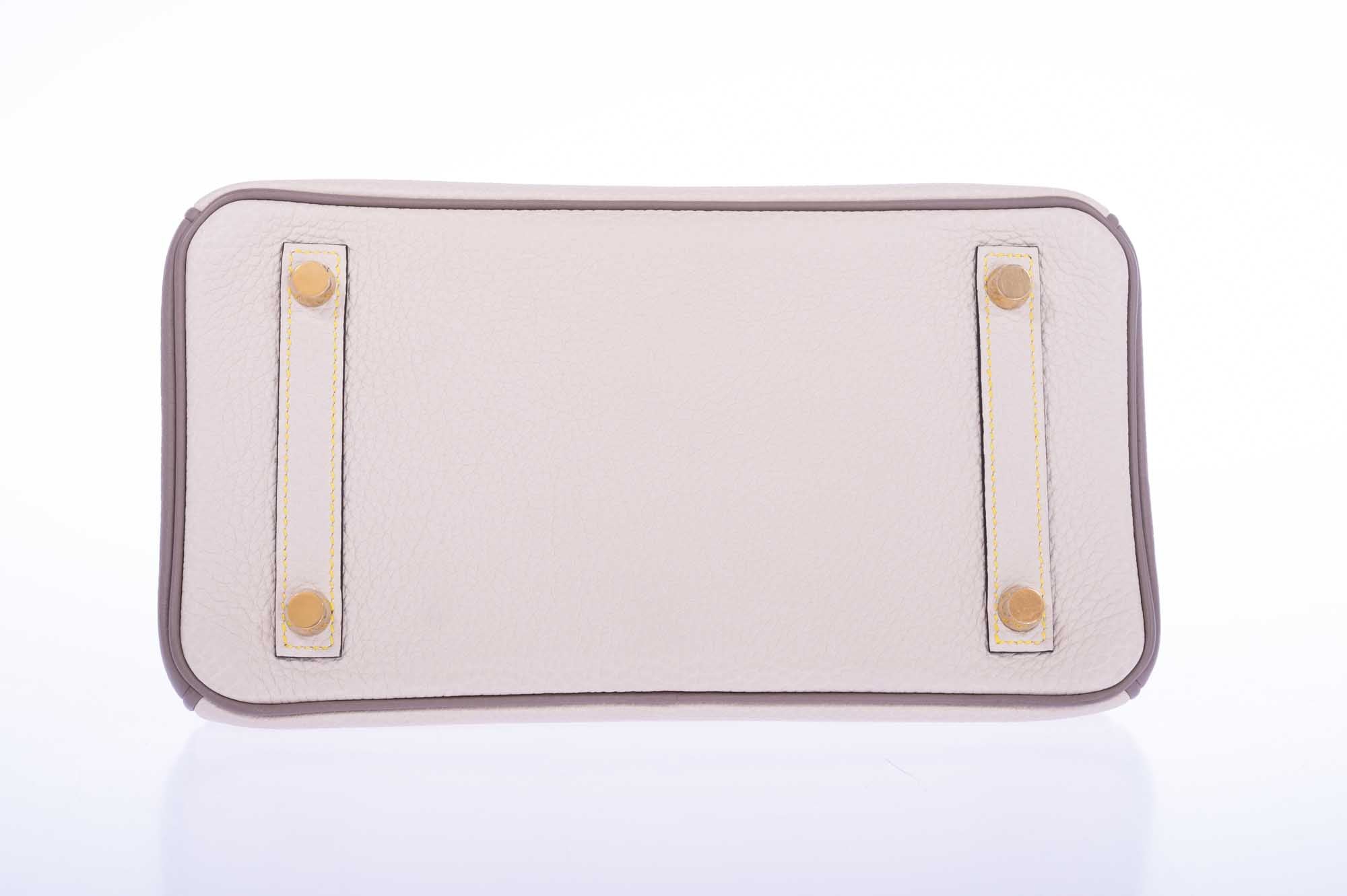 Hermès Birkin 25 HSS Craie & Gris Asphalt Togo Bag - Yellow Stitching, Gold Hardware 8 Hermès Birkin 25 HSS Craie & Gris Asphalt Togo Bag - Yellow Stitching, Gold Hardware - Image 8