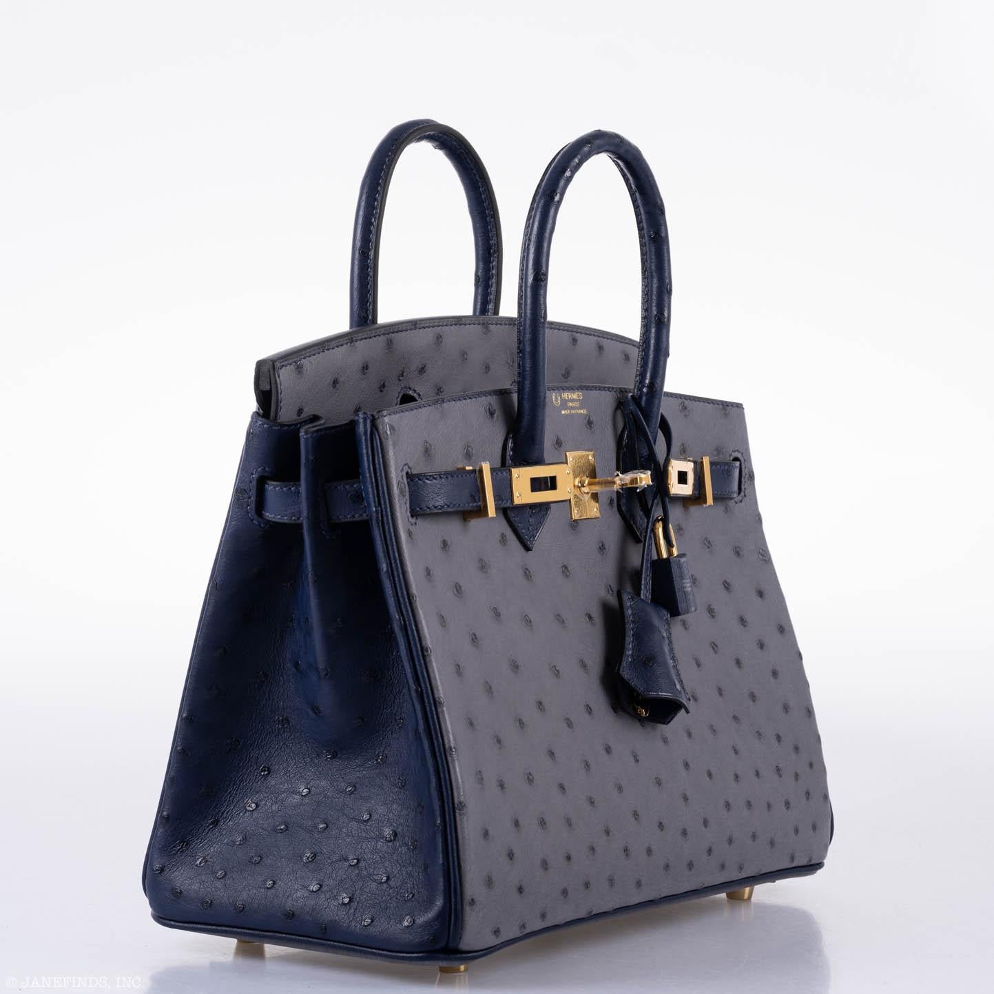 Hermès Birkin 25 Ostrich Bag - Gris Agate & Blue Iris, Gold Hardware - Limited Edition 3 Hermès Birkin 25 Ostrich Bag - Gris Agate & Blue Iris, Gold Hardware - Limited Edition - Image 3