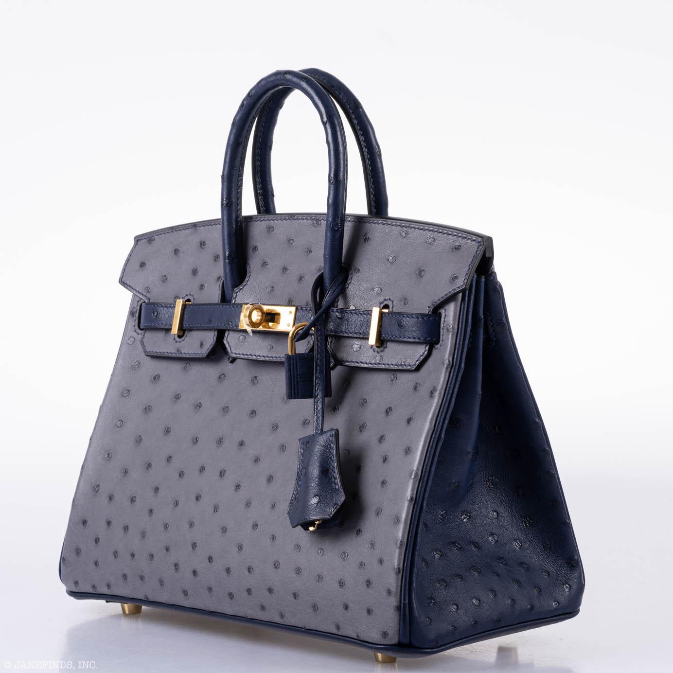 Hermès Birkin 25 Ostrich Bag - Gris Agate & Blue Iris, Gold Hardware - Limited Edition 5 Hermès Birkin 25 Ostrich Bag - Gris Agate & Blue Iris, Gold Hardware - Limited Edition - Image 5