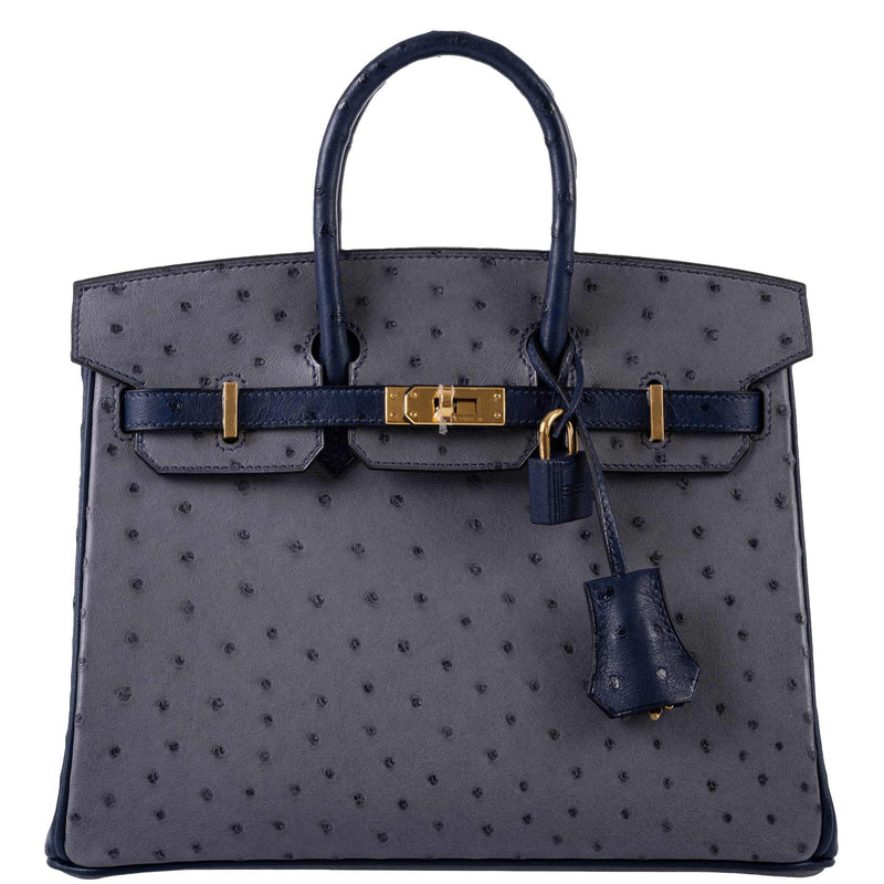Hermès Birkin 25 Ostrich Bag - Gris Agate & Blue Iris, Gold Hardware - Limited Edition 1 Hermes-Birkin-25-HSS-Gris-Agate-Blue-Iris-Ostrich-Gold-Hardware-2018-C