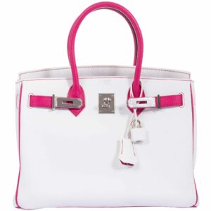 Hermes-Birkin-30-HSS-Bi-Color-White-Fuchsia-Chevre-Palladium-Hardware