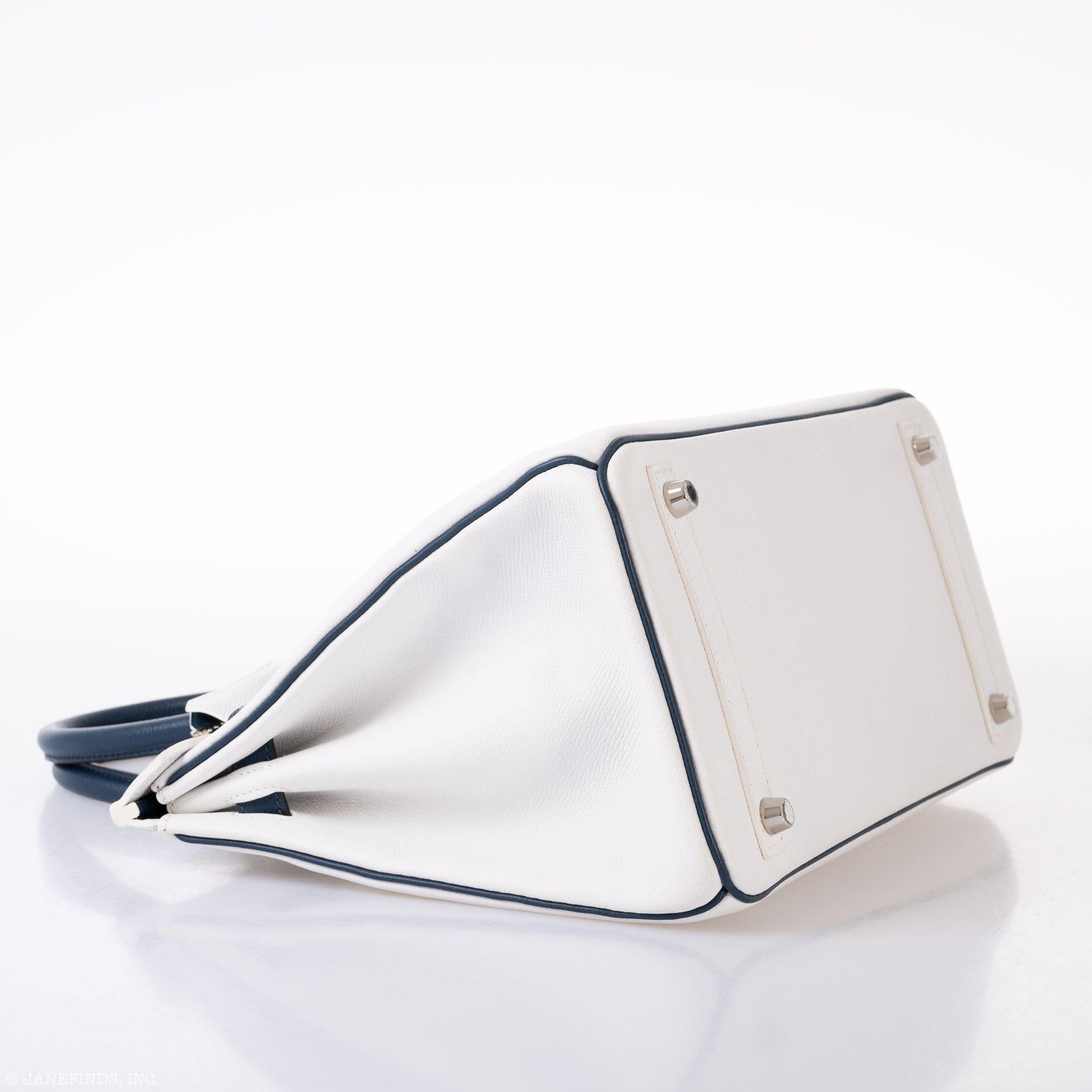 Hermès Birkin 30 HSS White & Blue Marine Leather - Palladium Hardware 9 Hermès Birkin 30 HSS White & Blue Marine Leather - Palladium Hardware - Image 9