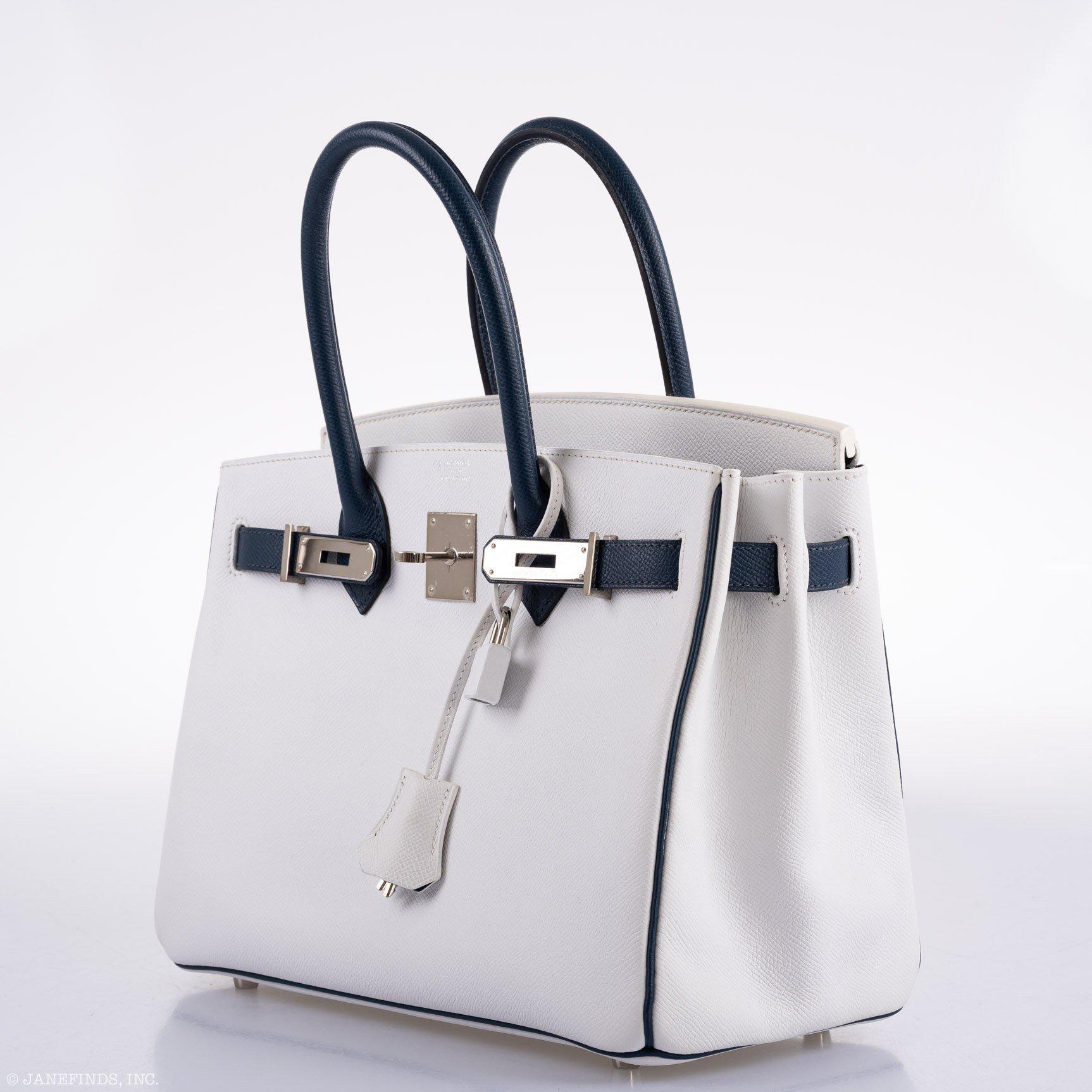 Hermès Birkin 30 HSS White & Blue Marine Leather - Palladium Hardware 5 Hermès Birkin 30 HSS White & Blue Marine Leather - Palladium Hardware - Image 5