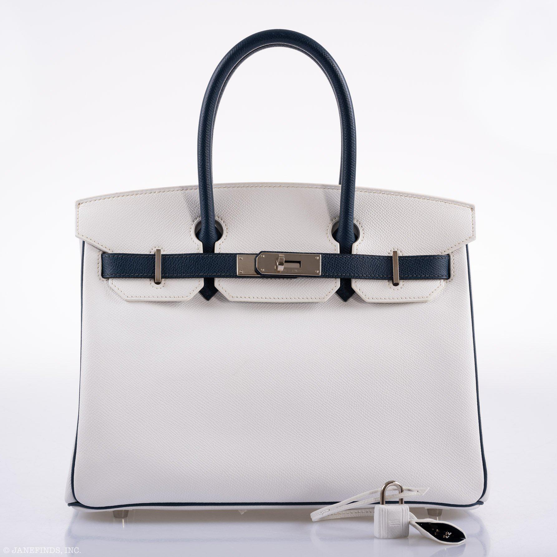 Hermès Birkin 30 HSS White & Blue Marine Leather - Palladium Hardware 2 Hermès Birkin 30 HSS White & Blue Marine Leather - Palladium Hardware - Image 2