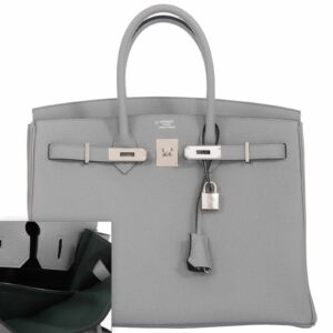 Hermes-Birkin-35-HSS-Gris-Mouette-Vert-Fonce-Togo-Palladium-Hardware