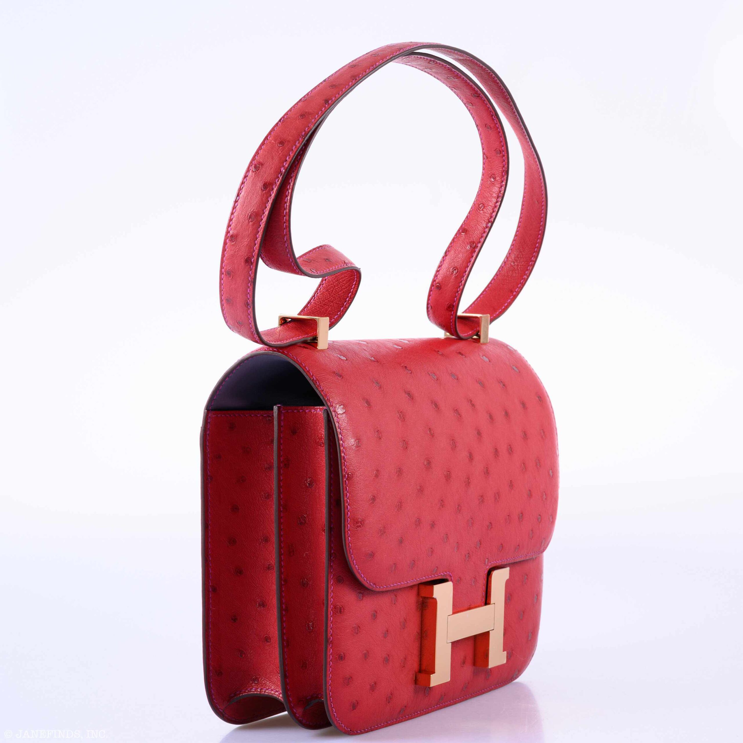Luxury Hermès Constance 24 Rouge Vif Ostrich Handbag 10 Luxury Hermès Constance 24 Rouge Vif Ostrich Handbag - Image 10