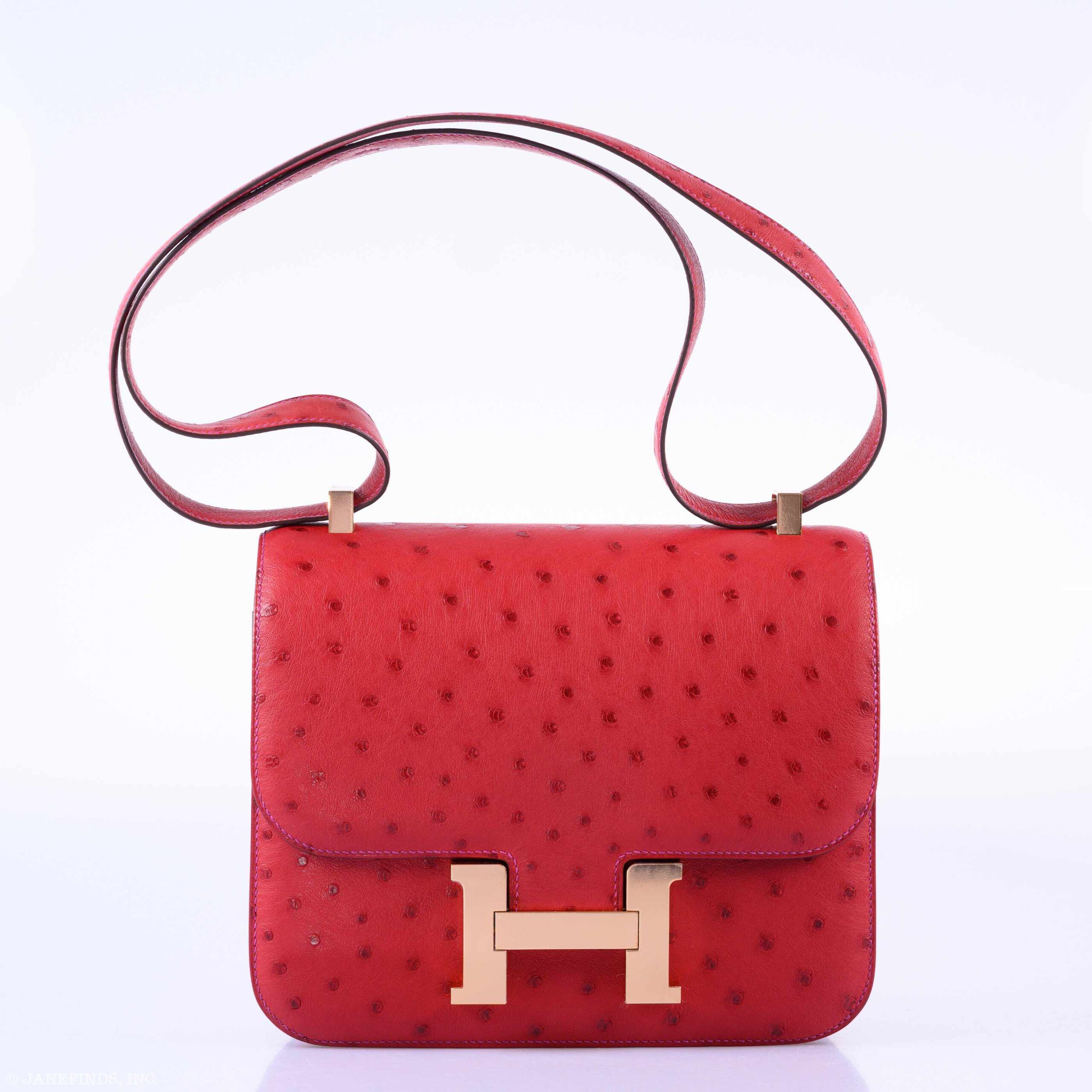 Luxury Hermès Constance 24 Rouge Vif Ostrich Handbag 3 Luxury Hermès Constance 24 Rouge Vif Ostrich Handbag - Image 3