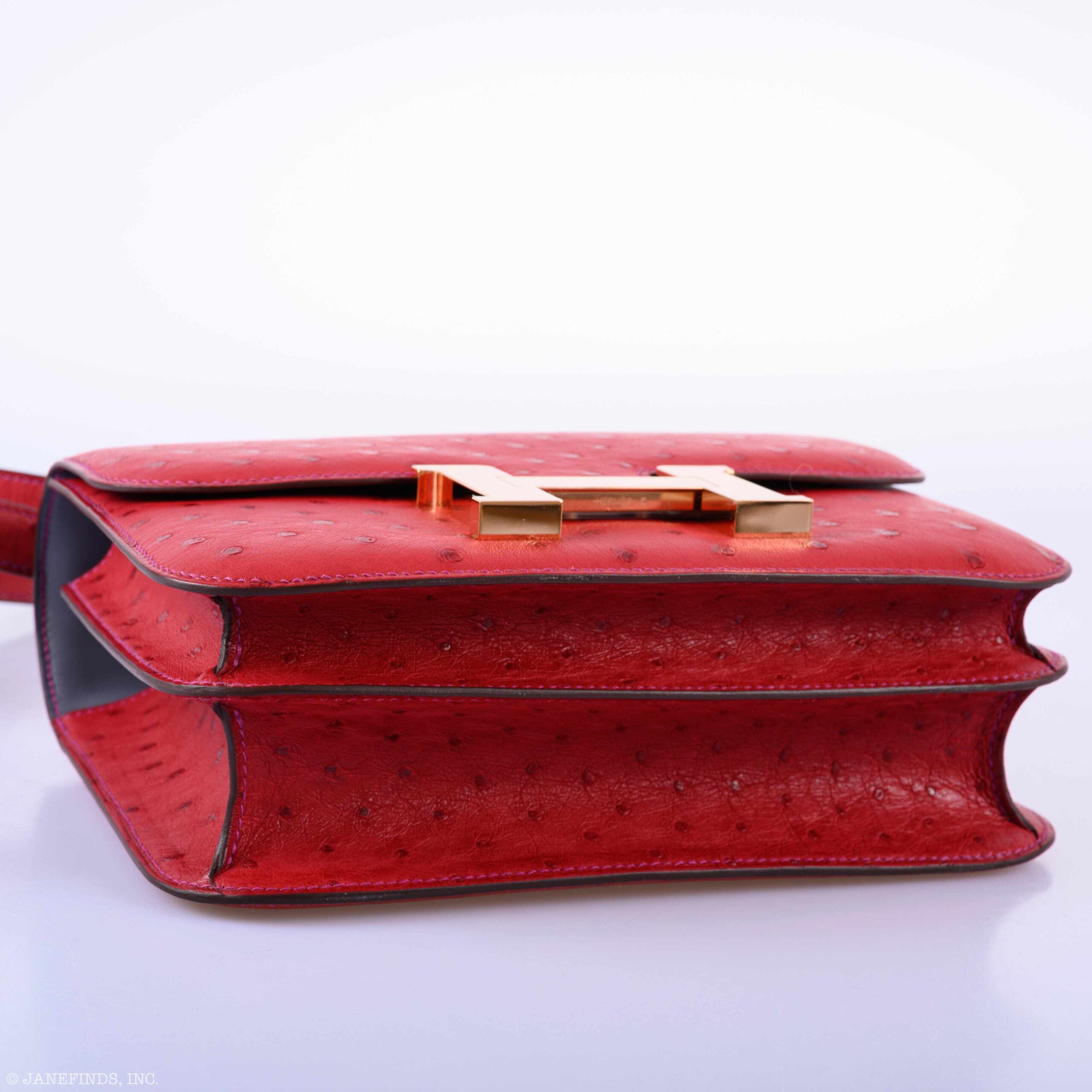 Luxury Hermès Constance 24 Rouge Vif Ostrich Handbag 5 Luxury Hermès Constance 24 Rouge Vif Ostrich Handbag - Image 5