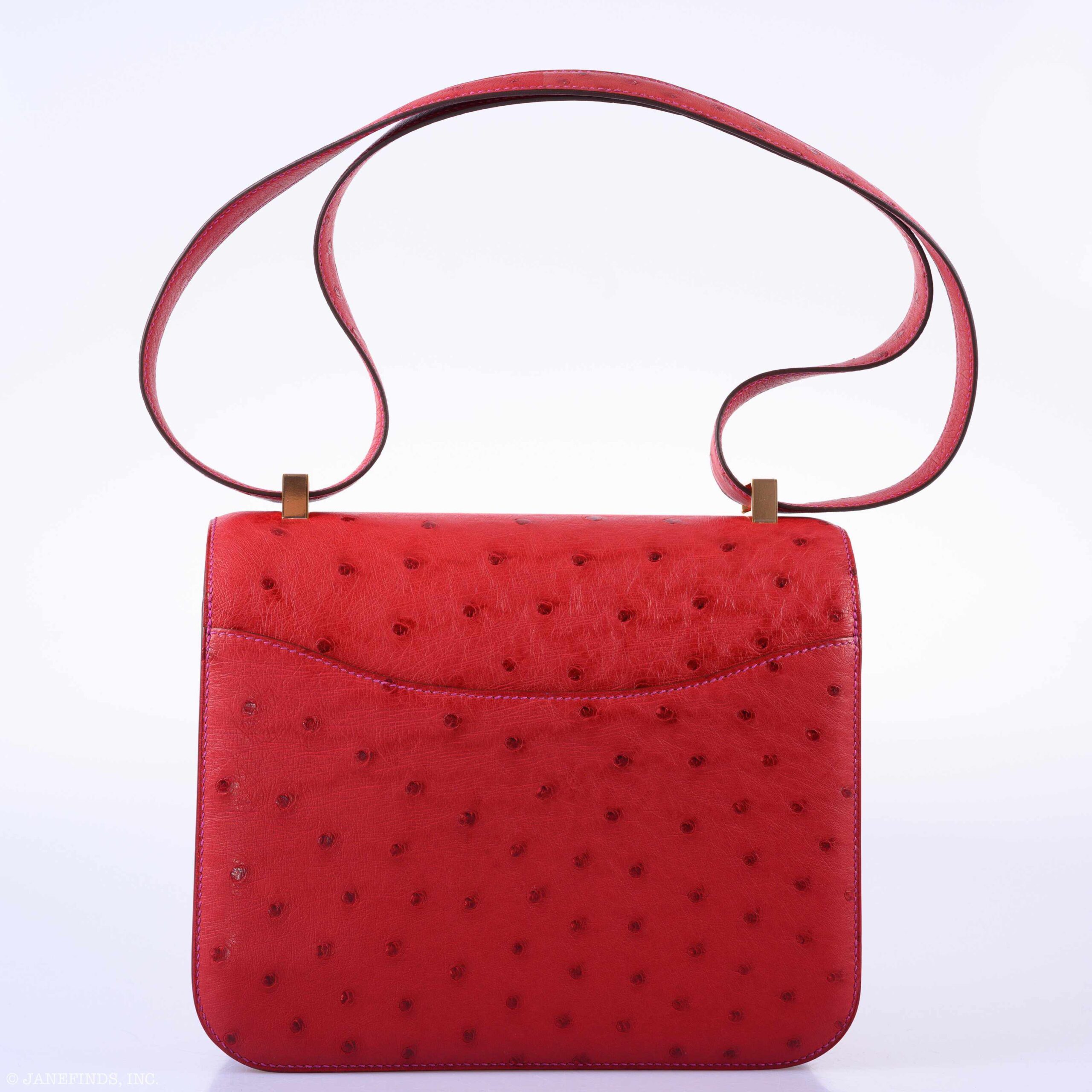 Luxury Hermès Constance 24 Rouge Vif Ostrich Handbag 6 Luxury Hermès Constance 24 Rouge Vif Ostrich Handbag - Image 6