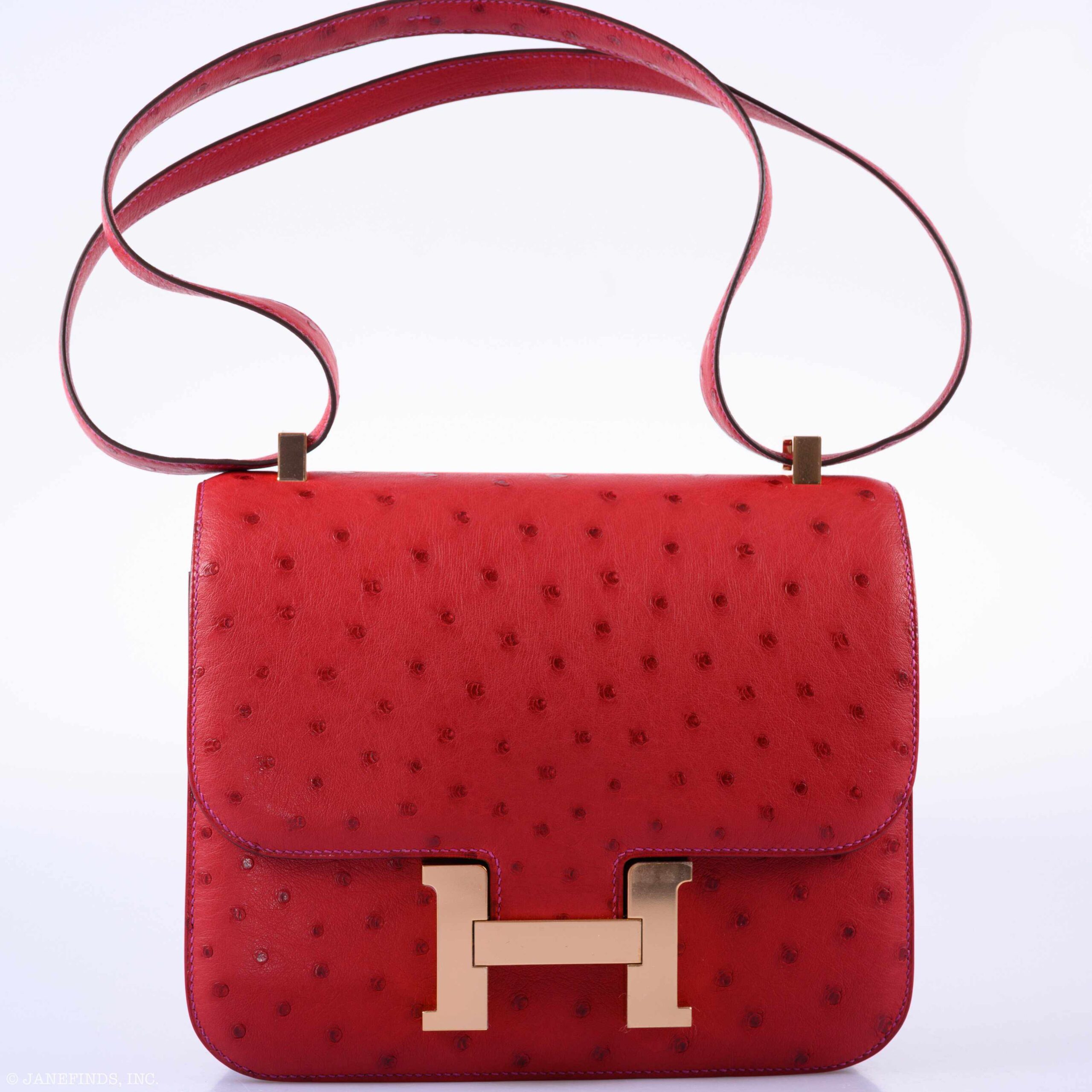 Luxury Hermès Constance 24 Rouge Vif Ostrich Handbag 7 Luxury Hermès Constance 24 Rouge Vif Ostrich Handbag - Image 7