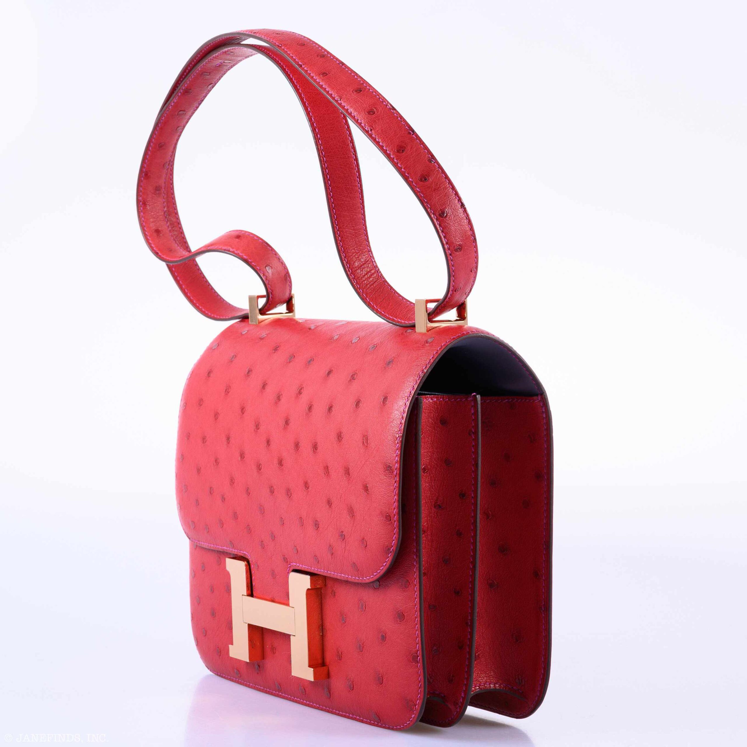 Luxury Hermès Constance 24 Rouge Vif Ostrich Handbag 9 Luxury Hermès Constance 24 Rouge Vif Ostrich Handbag - Image 9