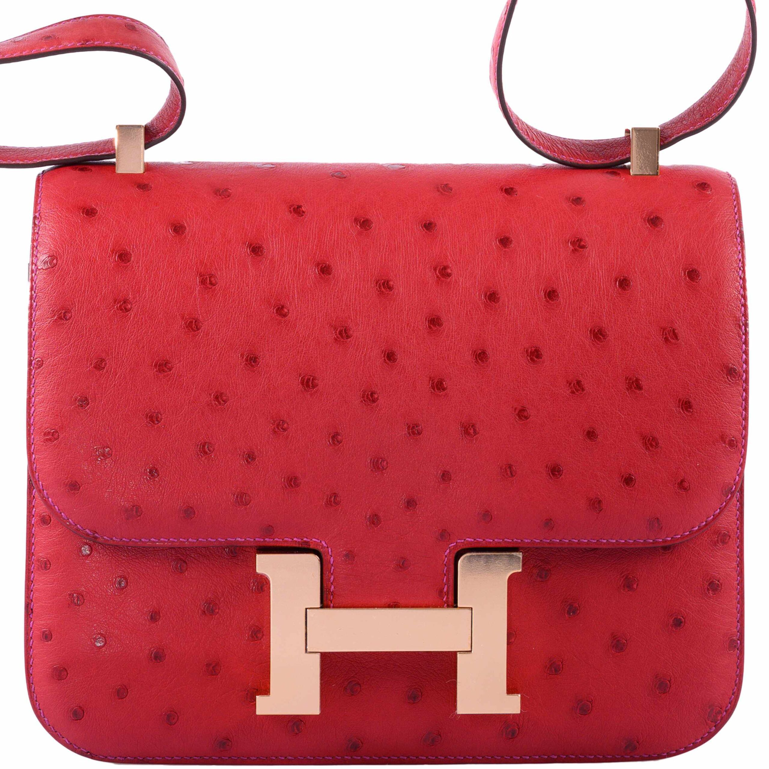Luxury Hermès Constance 24 Rouge Vif Ostrich Handbag 2 Luxury Hermès Constance 24 Rouge Vif Ostrich Handbag - Image 2