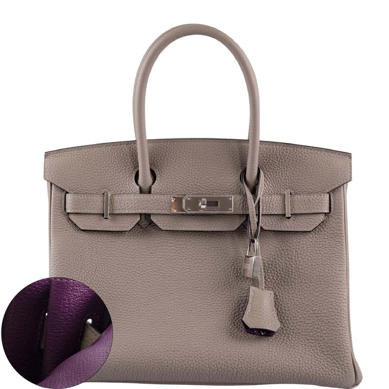 Hermès HSS Birkin 30: Gris Asphalte Togo, Cassis Interior, Palladium Hardware 1 Hermes-HSS-Birkin-30-Gris-Asphalte-Togo-with-Cassis-Interior-with-Palladium-Hardware