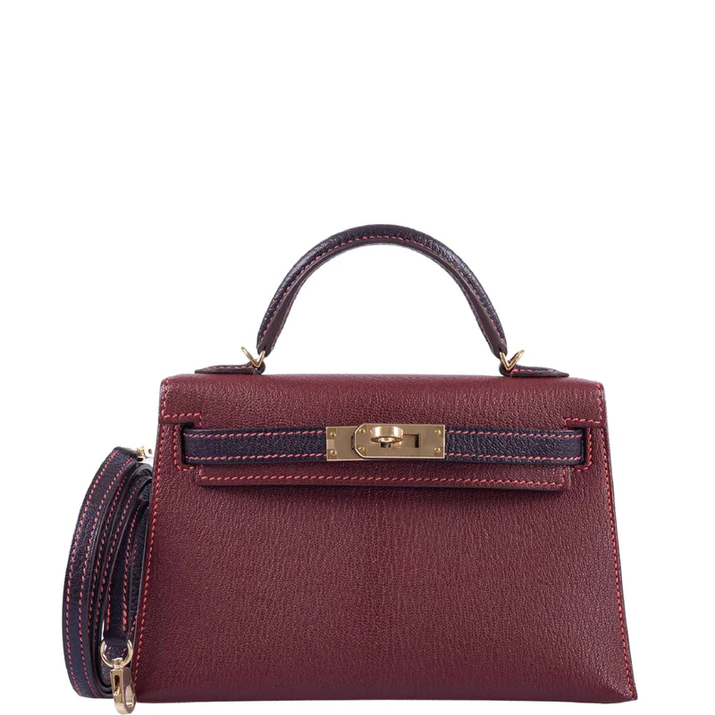 Hermès Mini Kelly Bordeaux/Raisin Chevre Gold Hardware - Stylish & Luxurious 6 Hermès Mini Kelly Bordeaux/Raisin Chevre Gold Hardware - Stylish & Luxurious - Image 6