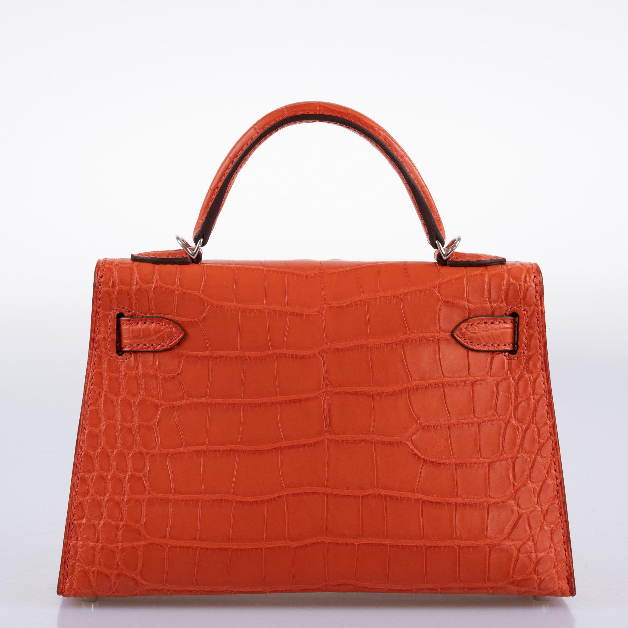 Hermès Kelly Mini II Poppy Alligator Palladium Hardware 7 Hermès Kelly Mini II Poppy Alligator Palladium Hardware - Image 7