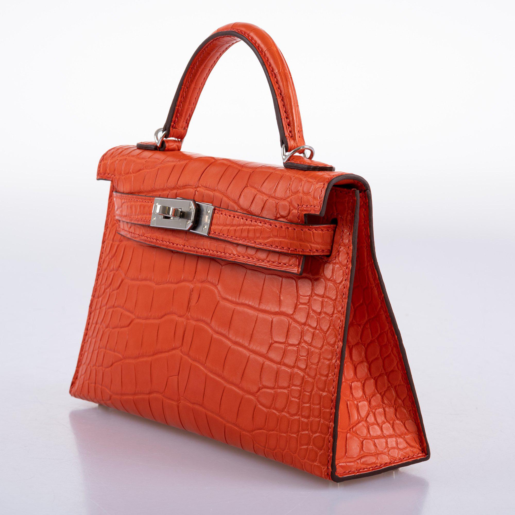 Hermès Kelly Mini II Poppy Alligator Palladium Hardware 6 Hermès Kelly Mini II Poppy Alligator Palladium Hardware - Image 6