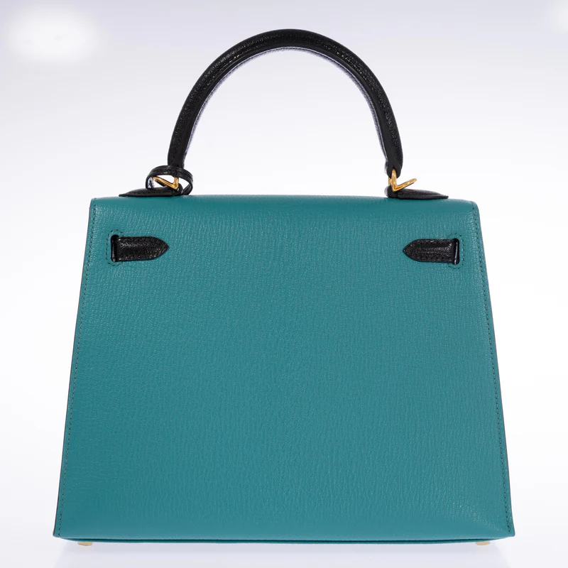 Hermès Kelly 25 Sellier HSS Blue Paon & Black Chevre - Gold Hardware 2 Hermès Kelly 25 Sellier HSS Blue Paon & Black Chevre - Gold Hardware - Image 2