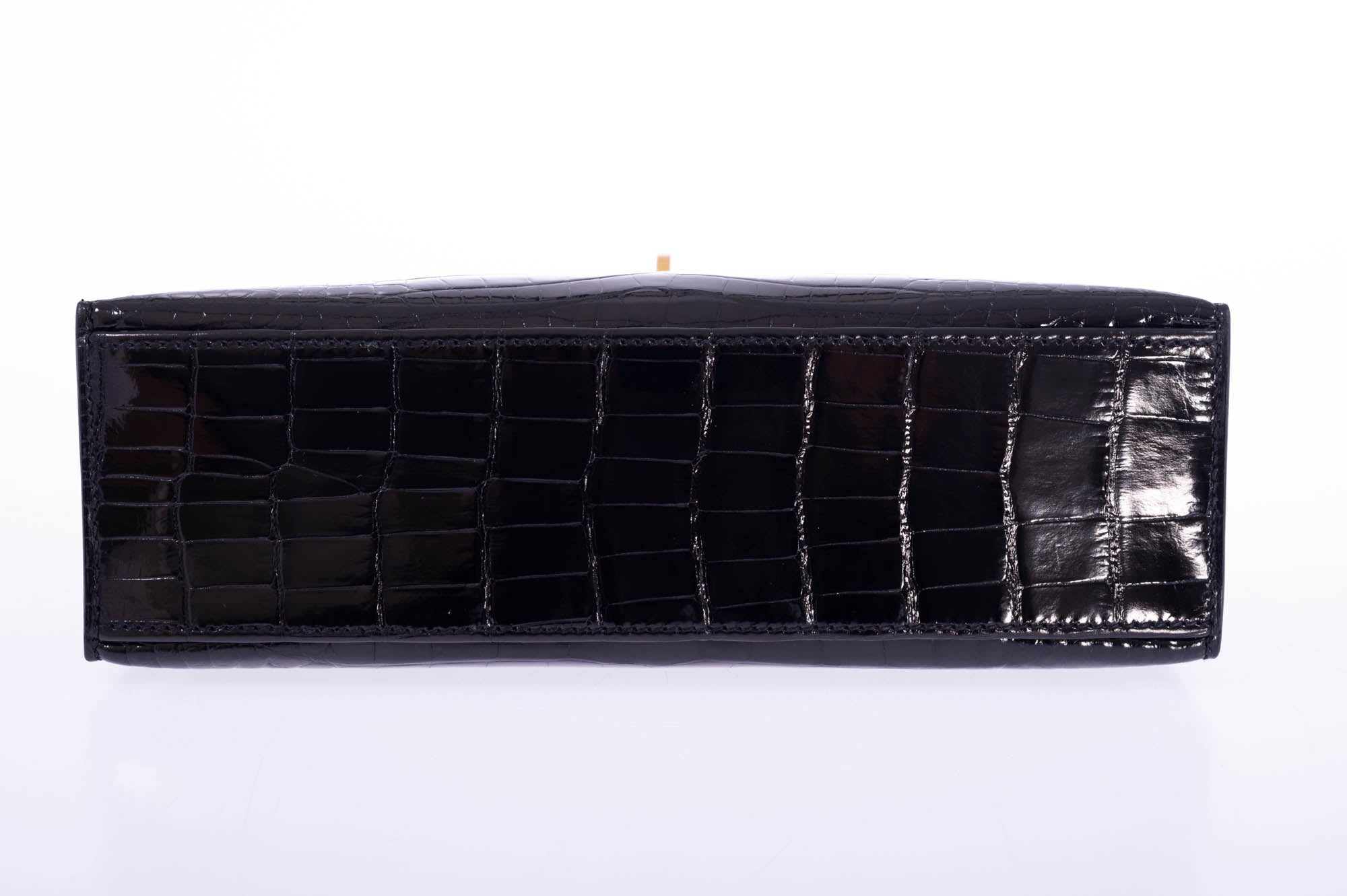 Hermès Kelly Pochette: Black Alligator, Lime Interior, Champagne Hardware 7 Hermès Kelly Pochette: Black Alligator, Lime Interior, Champagne Hardware - Image 7
