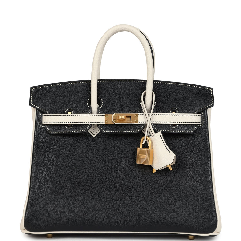 Hermès HSS Birkin 25 Bi-Color Black/Nata Chevre Brushed Gold Hardware 1 Hermès Special Order (HSS) Birkin 25 Bi-Color Black and Nata Chevre Mysore Brushed Gold Hardware