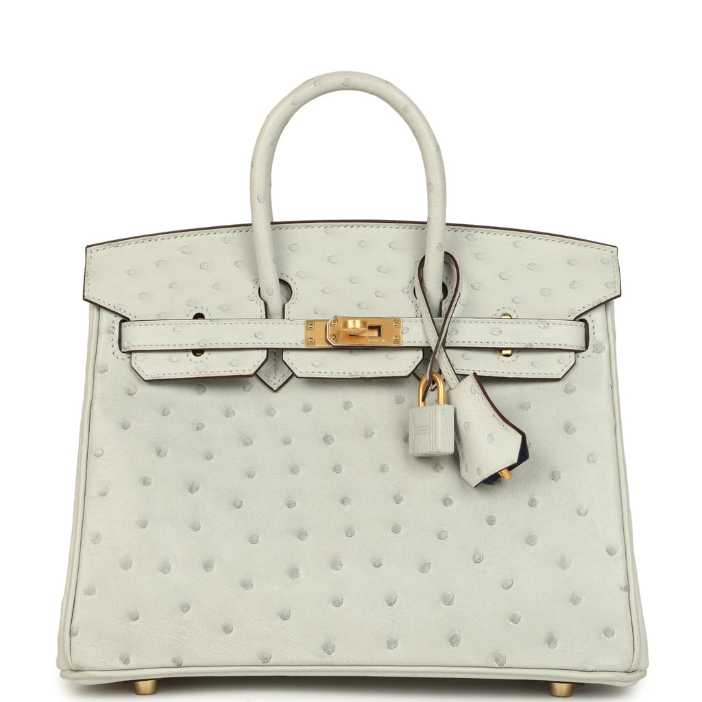 Hermès Special Order Birkin 25 Gris Perle Ostrich Bag - Brushed Gold Hardware 1 Hermès Special Order (HSS) Birkin 25 Gris Perle Verso Ostrich Brushed Gold Hardware