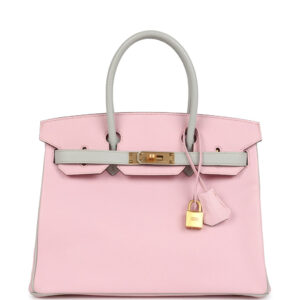 Hermès Special Order (HSS) Birkin 30 Rose Sakura and Gris Perle Chevre Brushed Gold Hardware
