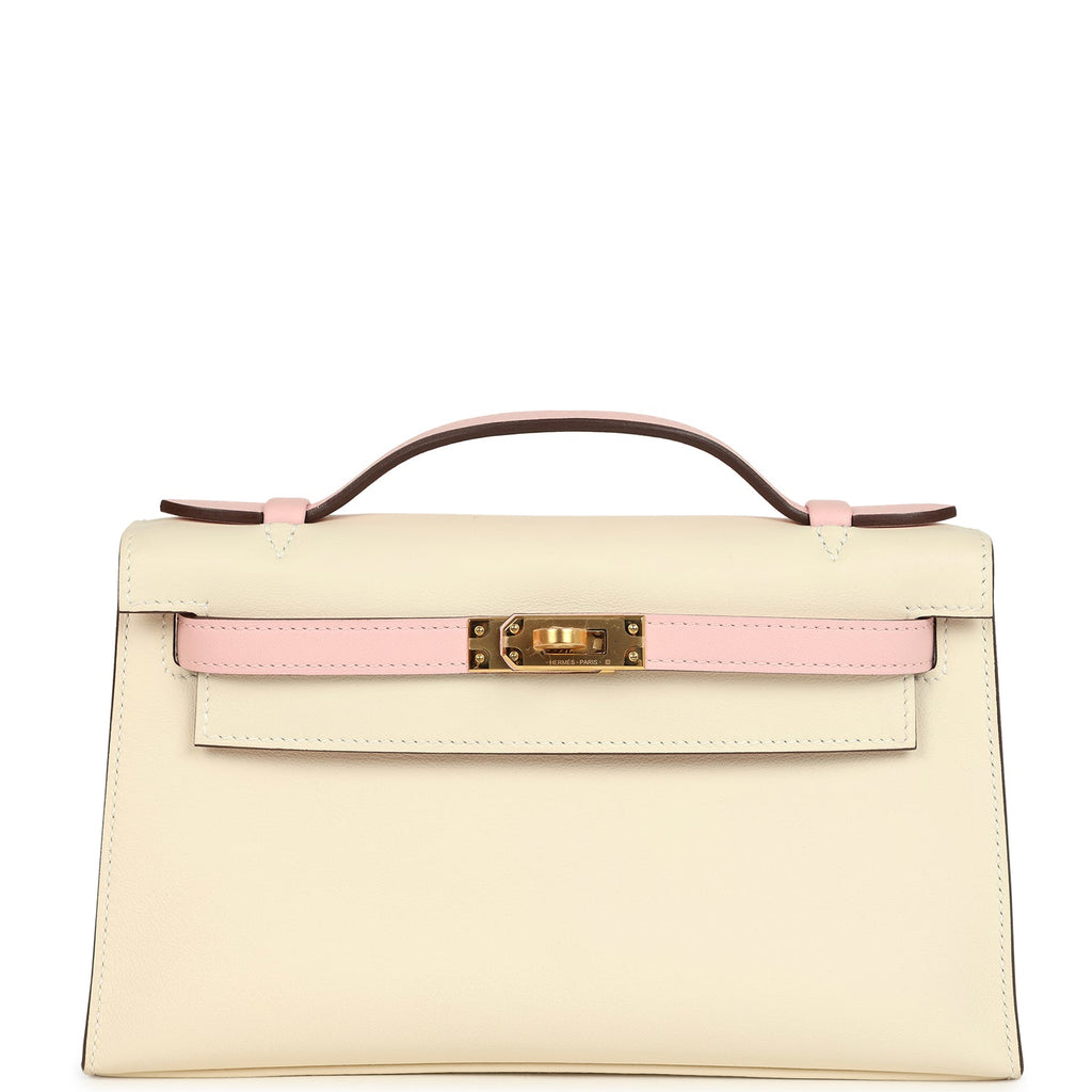 Hermès HSS Kelly Pochette Nata/Rose Sakura Swift Gold Hardware 1 Hermès Special Order (HSS) Kelly Pochette Nata and Rose Sakura Swift Gold Hardware