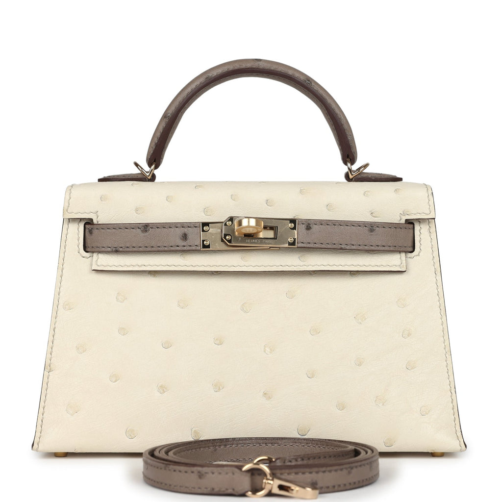 Hermès Special Order (HSS) Mini kelly Beton and Gris Tourterelle Ostrich Permabrass Hardware 1 Hermès Special Order (HSS) Kelly Sellier 20 Beton and Gris Tourterelle Ostrich Permabrass Hardware