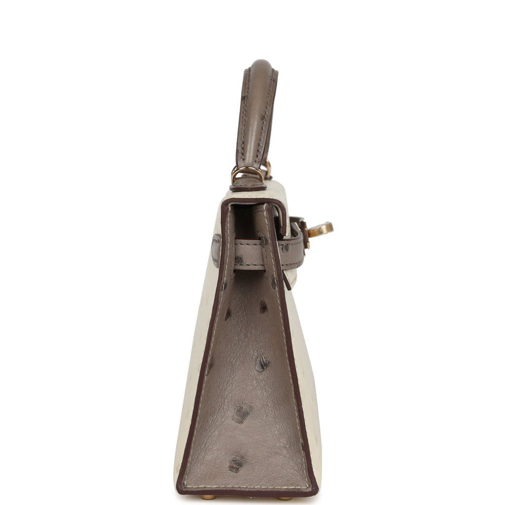 Hermès Special Order (HSS) Mini kelly Beton and Gris Tourterelle Ostrich Permabrass Hardware 3 Hermès Special Order (HSS) Mini kelly Beton and Gris Tourterelle Ostrich Permabrass Hardware - Image 3