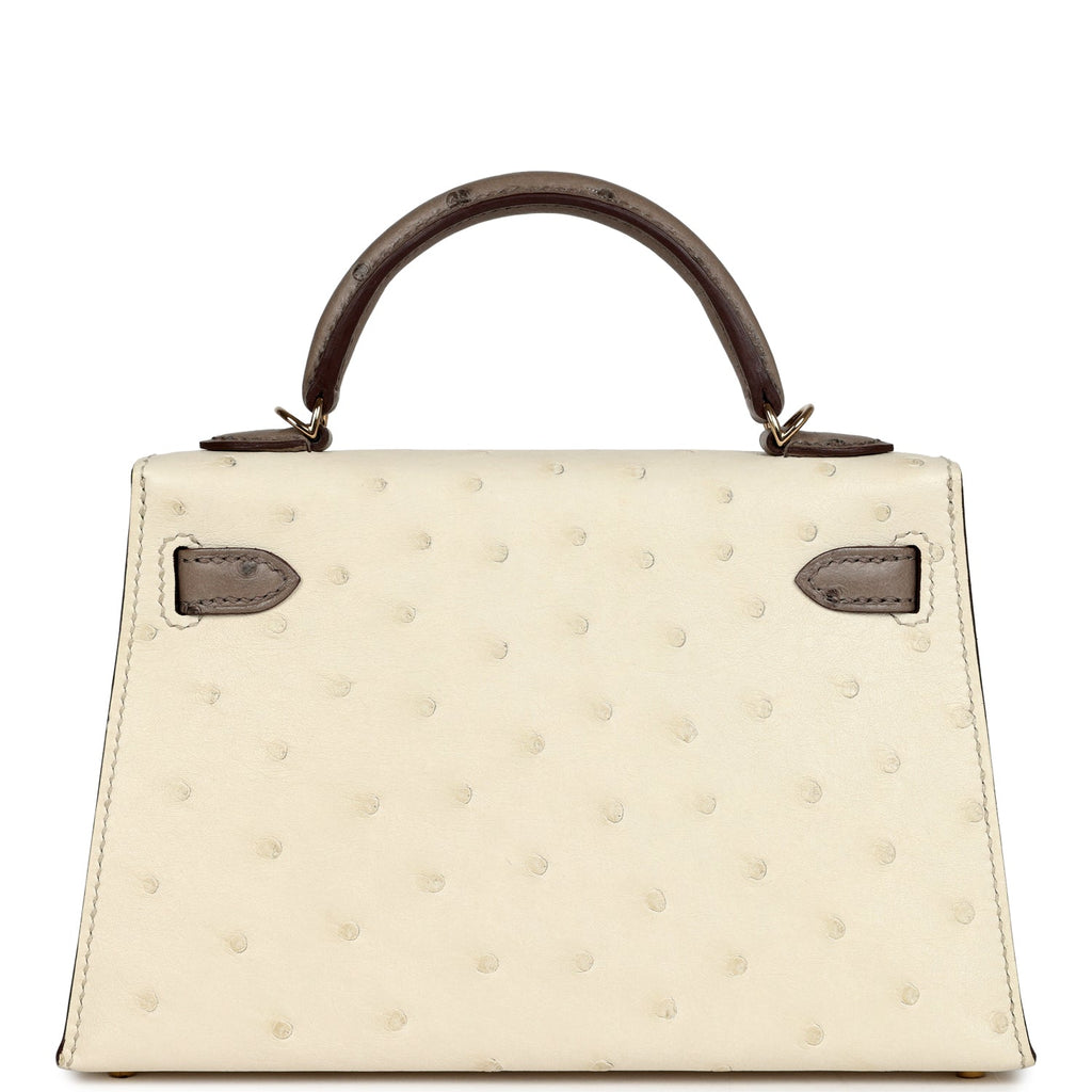 Hermès Special Order (HSS) Mini kelly Beton and Gris Tourterelle Ostrich Permabrass Hardware 4 Hermès Special Order (HSS) Mini kelly Beton and Gris Tourterelle Ostrich Permabrass Hardware - Image 4