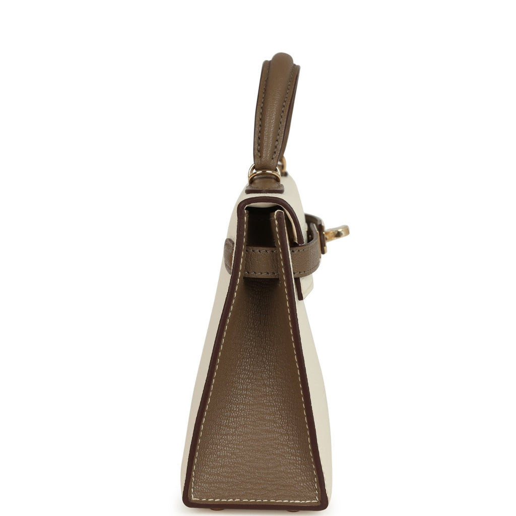 Hermès Special Order Mini kelly - Nata/Etoupe Chevre Mysore - Permabrass 3 Hermès Special Order Mini kelly - Nata/Etoupe Chevre Mysore - Permabrass - Image 3