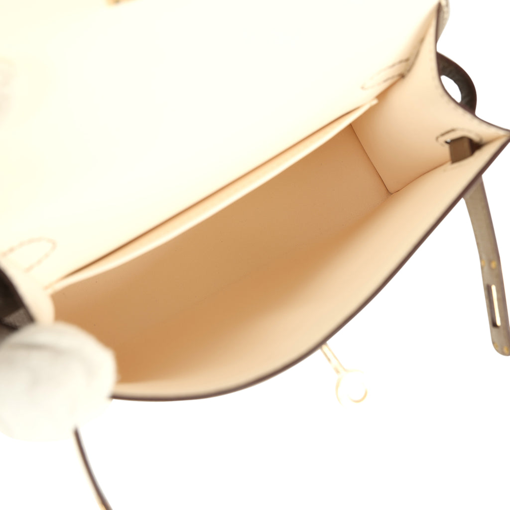 Hermès Special Order Mini kelly - Nata/Etoupe Chevre Mysore - Permabrass 8 Hermès Special Order Mini kelly - Nata/Etoupe Chevre Mysore - Permabrass - Image 8