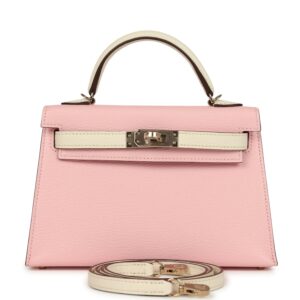 Hermès Special Order (HSS) Kelly Sellier 20 Rose Sakura and Nata Chevre Mysore Permabrass Hardware