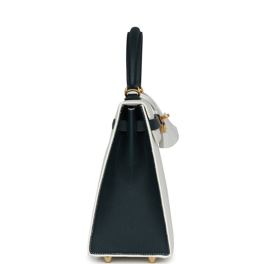 Hermès Special Order Kelly Sellier 25 White & Vert Cypress Epsom Bag 3 Hermès Special Order Kelly Sellier 25 White & Vert Cypress Epsom Bag - Image 3