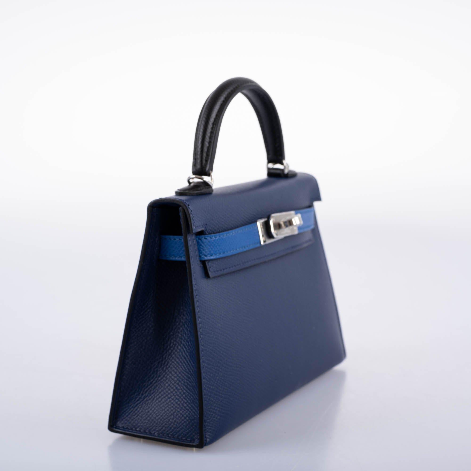 Tricolor Mini Kelly Bleu Saphir Epsom Bag - Hermès France 5 Tricolor Mini Kelly Bleu Saphir Epsom Bag - Hermès France - Image 5