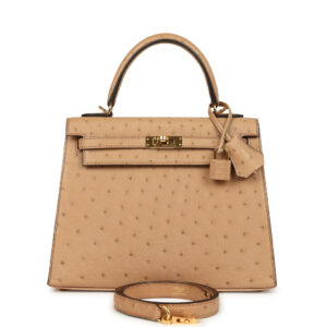 Pre-owned Hermès Kelly Sellier 25 Chai Ostrich Bag - Gold Hardware 6 Pre-owned Hermès Kelly Sellier 25 Chai Ostrich Gold Hardware