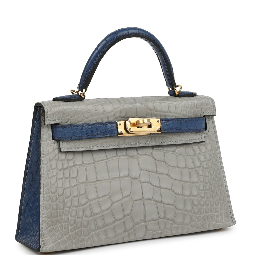Rare Hermès HSS Kelly Sellier 20 Alligator Bag - Gris Perle & Bleu de Malte 2 Rare Hermès HSS Kelly Sellier 20 Alligator Bag - Gris Perle & Bleu de Malte - Image 2