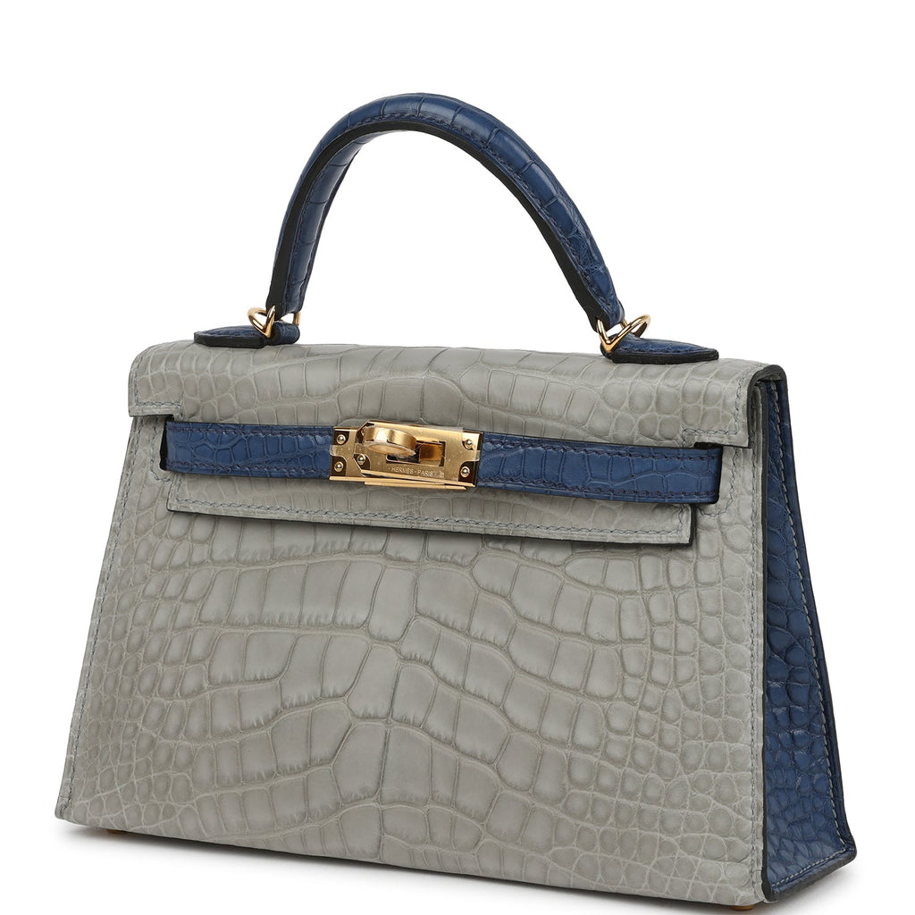 Rare Hermès HSS Kelly Sellier 20 Alligator Bag - Gris Perle & Bleu de Malte 5 Rare Hermès HSS Kelly Sellier 20 Alligator Bag - Gris Perle & Bleu de Malte - Image 5