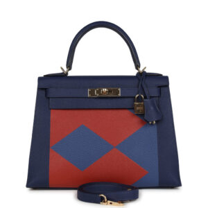 Pre-owned Hermès Special Order (HSS) Kellygraphie Kelly Sellier 28 Lettre B Bleu Nuit Epsom Permabrass Hardware